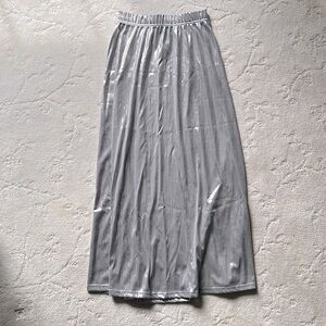 NWOT Silver Metallic High Waist Long Skirt, Juniors Small